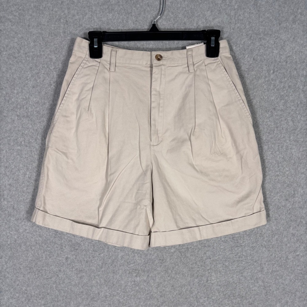 NEW Vintage Eddie Bauer Pleated Chino Shorts 8 Two Pleat Classic Cotton Cuffed